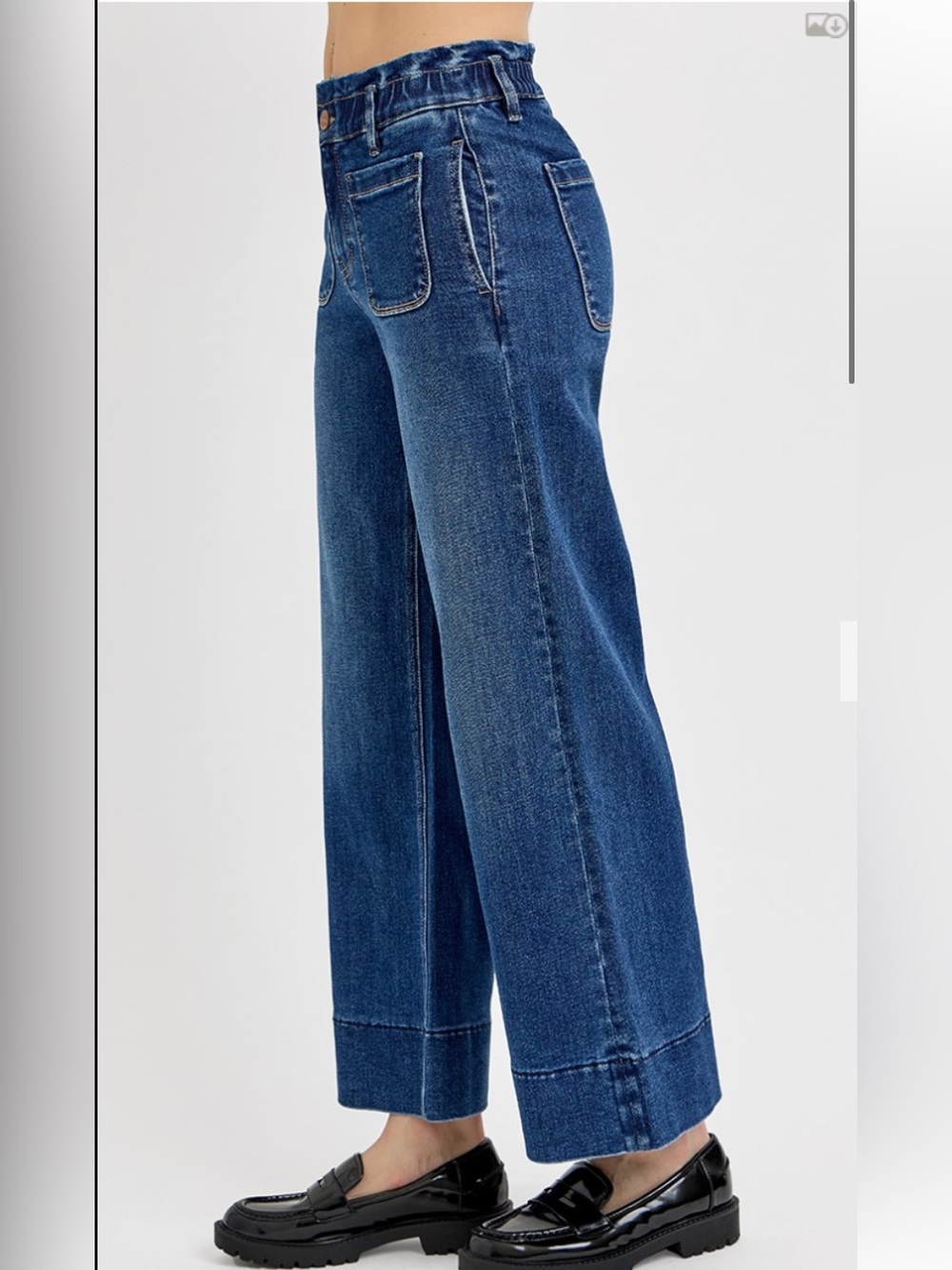 128 ❤️RISEN • ELASTIC RAND HIGH RISE CROP WIDE RUFFLE RAND IRANS - Picture 2 of 3